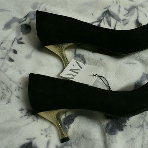 ZARA Kitten Heels - Black & Gold